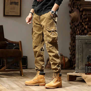 Riolio Mens Multi-Pockets Hip Hop Ankle-banded Outdoor Sports Overalls Harem Pants Loose Casual Joggers Sweatpants Men Cargo Pants